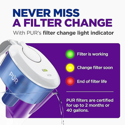 PUR 11-Cup Water Pitcher, 1 Filter, Great-Tasting Water, Dishwasher Safe