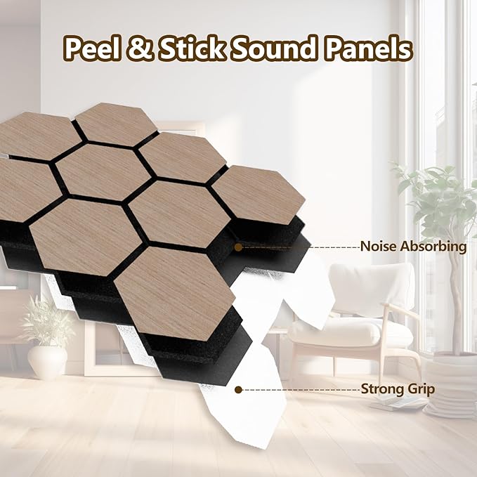 Hexagon Acoustic Wall Panels, Self-Adhesive Sound Absorbing Wall Panel by ARMURO