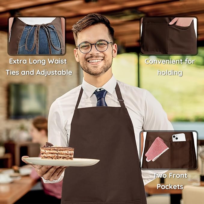 4 Packs Chef Apron, Waterproof Apron, Adjustable Aprons