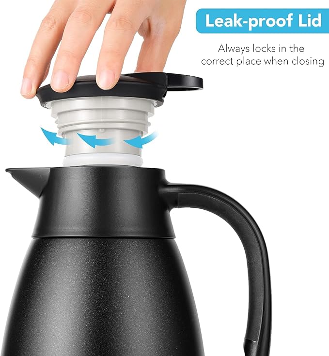 Tiken 85 Oz Thermal Coffee Carafe, Stainless Steel Insulated Vacuum Coffee