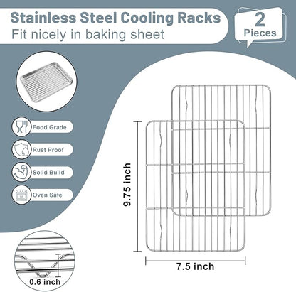 TeamFar Cooling Rack, 9.75” x 7.5” Stainless Steel Wire Baking Rack