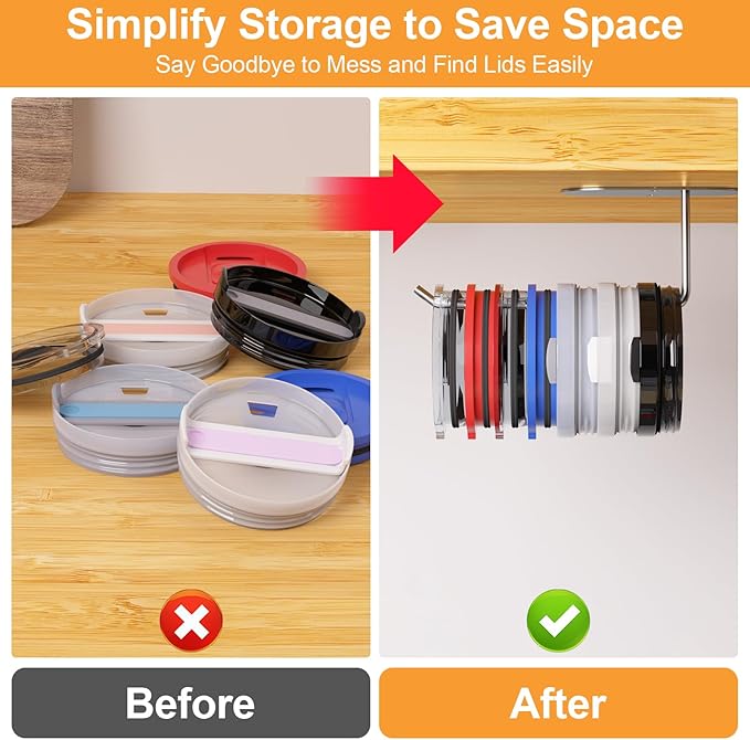 4 Pack Tumbler Lid Organizer, Space Saving Cup Lid Organizer