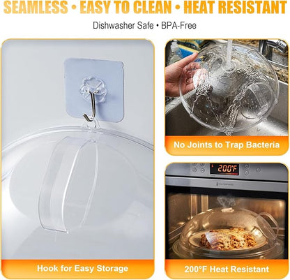 Microwave Splatter Cover for Food 12", Large Clear Microwave Splash Guard