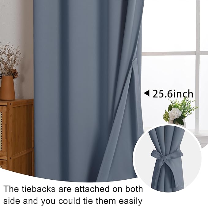 JIUZHEN Dusty Blue Blackout Curtains