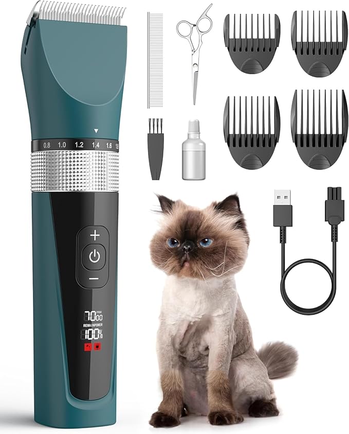 oneisall Cat Clippers for Matted Hair, 5-Speed Quiet Cat Grooming kit, Cordless