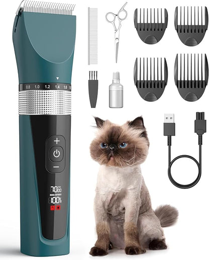 oneisall Cat Clippers for Matted Hair, 5-Speed Quiet Cat Grooming kit, Cordless