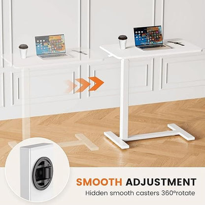 Mobile Bed Laptop Desk with Lockable Wheels and Height Adjustment Function