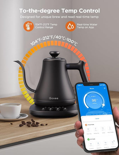 Govee Smart Electric Kettle, WiFi Variable Temperature Gooseneck Pour Over