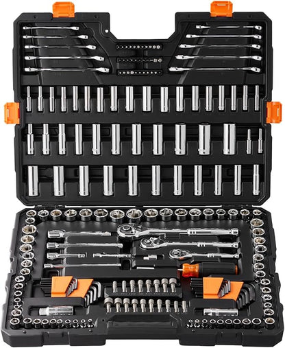 VEVOR Mechanics Tool Set, 1/4" 3/8" 1/2" Drive Deep and Standard Sockets
