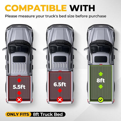 Auto Dynasty Soft Tri-Fold Truck Bed Tonneau Cover Compatible with 2004-2014 Ford F-150 8Ft/96Inch Fleetside Bed, Matte Black Soft Vinyl Top
