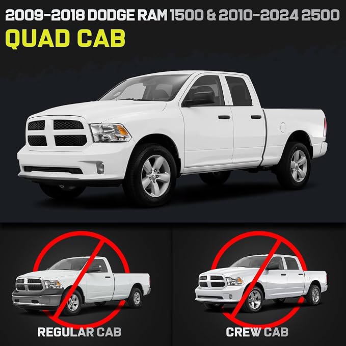 BINARY STAR 6 Inch Running Boards Compatible with 2009-2018 Dodge Ram 1500 Quad Cab, 10-24 Dodge Ram 2500 3500 Quad Cab, Ram 1500 Rock Sliders Nerf Bars Step Bars Made with High Light Stainless Steel.