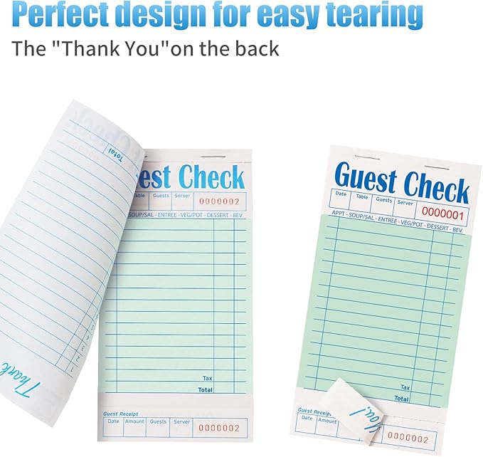 40 Pack/2000 Tickets Guest Checks Books