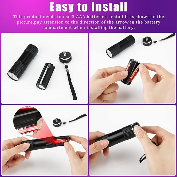 Hortsun Blacklight Flashlights Small UV Lights 395nm LED Portable Ultraviolet Light Detector Mini Flashlight Torch for Halloween Ghost Haunted House Dog Cat Pets Urine Stains Bed Bugs(15 Pcs)