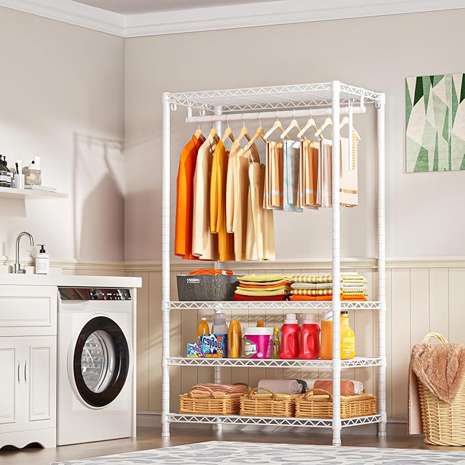 Ulif H4 Portable Closets, 4-Tier Metal Clothes Garment Rack