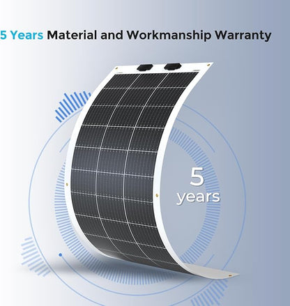 Renogy Flexible Solar Panel 100 Watt 12 Volt Monocrystalline Semi-Flexible Bendable Mono Off-Grid Charger for Marine RV Cabin Van Car Uneven Surfaces