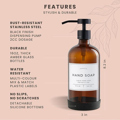 Hand and Dish Soap Dispenser for Kitchen and Bathroom, Stainless Steel Pumps