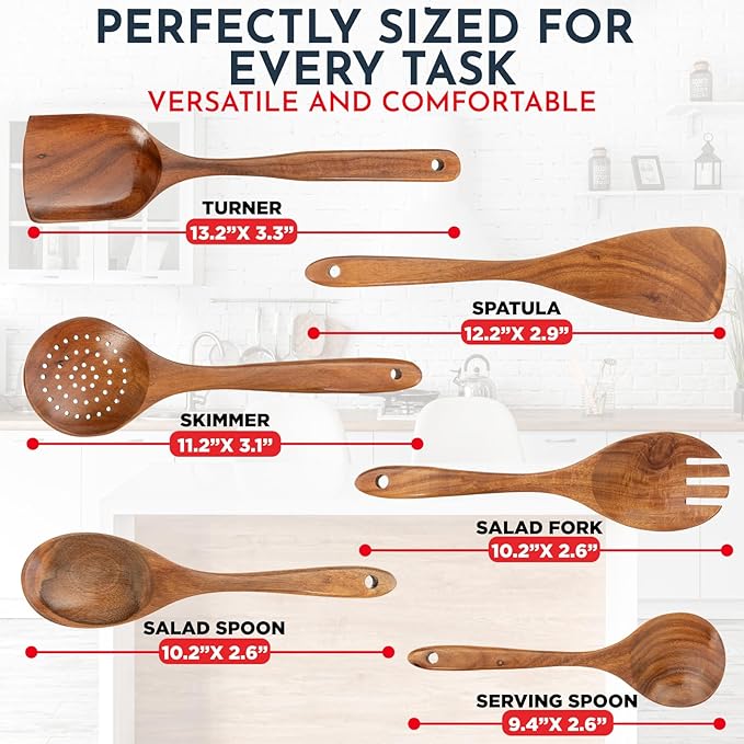 Teak Wooden Utensil Set 6-Piece
