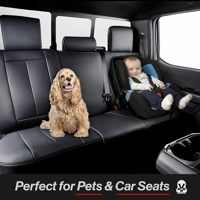 Coverland Custom Fit Car Seat Covers for SUV Compatible with [X1, Pacifica, Passport, Patriot, Captur] Premium Water Resistant Leather Non-Slip Interior Protector [Full Set Black - Size Chart X73]
