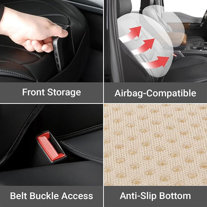 Coverland Custom SUV Car Seat Covers Full Set for [2018-2023 Hyundai Kona] - Protector Car Seat Cover Water Resistant Leather Memory Form Back Support Seat Cushion [Full Set-Black]