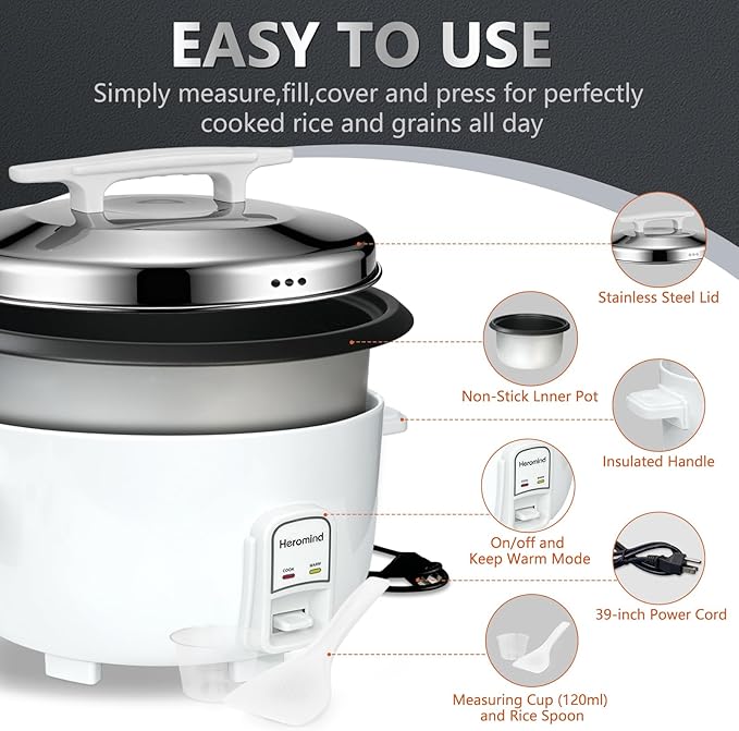 Commercial Rice Cooker, 90-Cup Rice Cooker, 16Qt / 18 L Large Rice Cooker