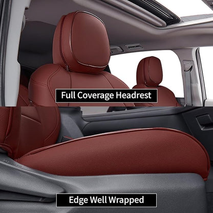 EKR Sienna Seat Covers for 2021 2022 2023 2024 2025 2026 Toyota Sienna LE, XLE,8 Seats,2nd Row 4/2/4 Split,Waterproof Seat Covers Full Set for Trucks - Three Row,Leather (Burgundy)