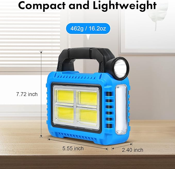 2 Pack Solar Lantern, LED Flashlight for Power Outages, Portable Camping Essentials Lights, Rechargeable Battery Powered Tent Lights for Emergency, Hurricane, Survival Kits, Operated Lamp