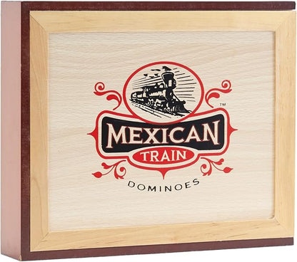 Front Porch Classics | Mexican Train Domino Set in Wooden Collector Box from Front Porch Classics for 2 to 8 Players Ages 8 and Up