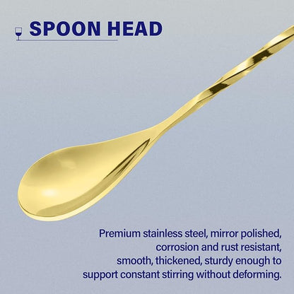 BRIOUT 2 Pcs Bar Spoon, 12 Inches Long Handle Drink Stirrer, Stainless Steel