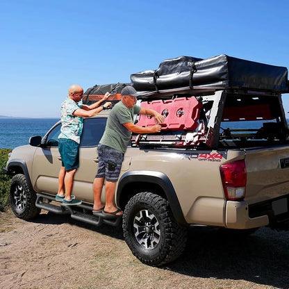 BINARY STAR Running Boards Compatible with 2019-2026 Chevy Silverado/GMC Sierra 1500 Crew Cab, 20-26 Silverado/Sierra 2500HD 3500HD Crew Cab, 4-Steps Design Running Boards, Carbon Steel Side Step