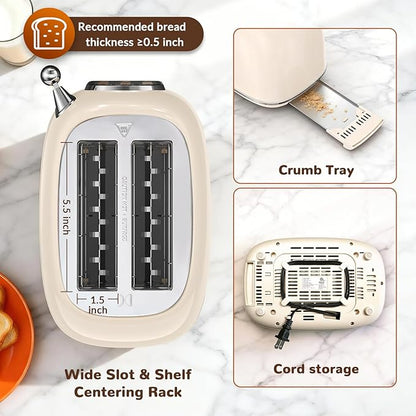 Mecity Toaster 2 Slice, Touch Screen Wide Slot Retro Toaster