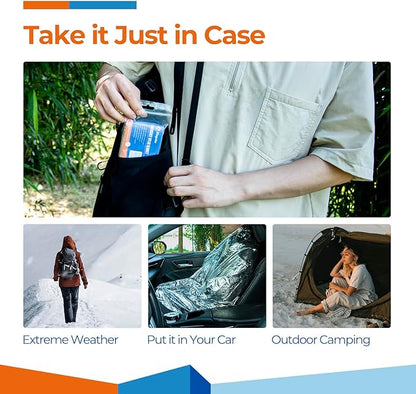 Emergency Blankets (4 Packs, 84" L x 52" W) Mylar Thermal Blankets for Survival and Protection,Space Blanket Survival Kits Camping Blanket, Ideal for Outdoors, Hiking, Survival, Marathons