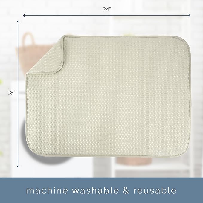 S&T INC. Dish Drying Mat XL, 18” x 24”, Absorbent Microfiber Kitchen Counter Mat