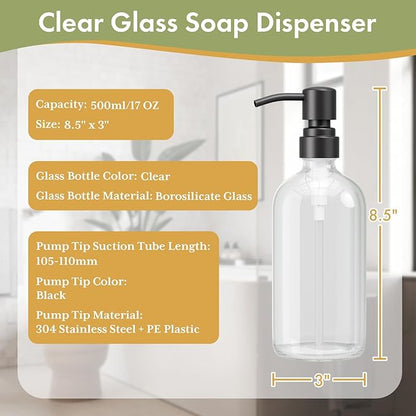 AmazerBath Soap Dispenser, 2 Pack Glass Soap Dispenser