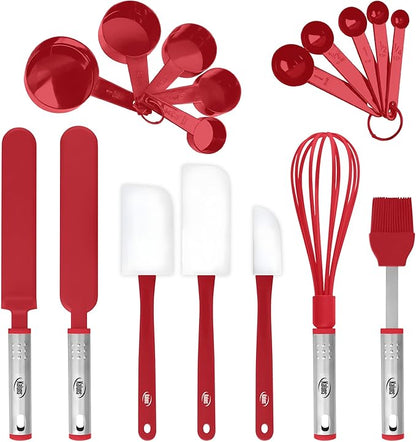 Silicone Spatula Set, 17 Piece Baking Utensils, Nylon and Stainless Steel