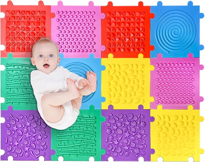 Foam Play Mat for Kids: 12 Pieces Square EVA Foam Interlocking Tile Floor Puzzle Mat, Infant and Toddler Play Mat, Soft Non-Toxic Sensory Floor Tiles for Baby Gym, Nursery, Playroom