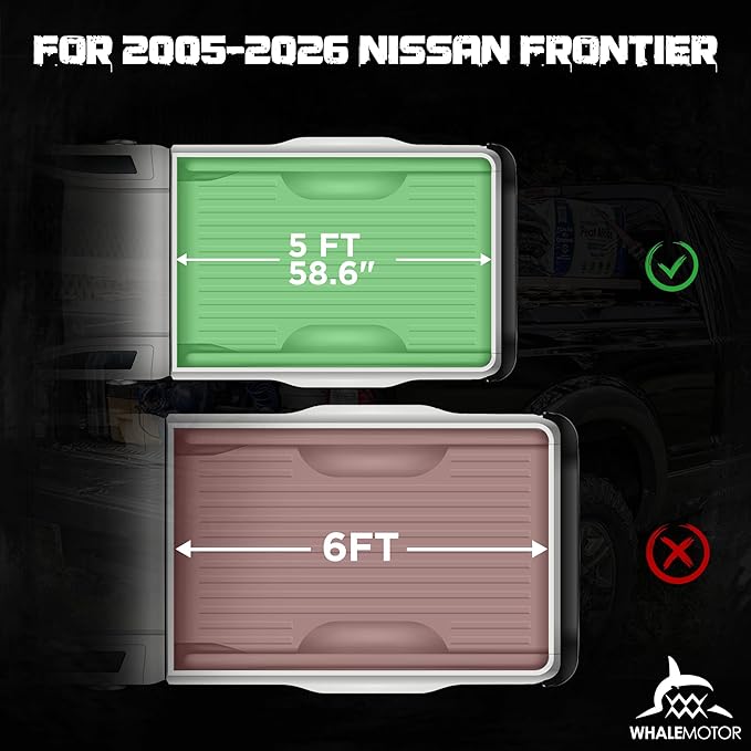 Truck Bed Tonneau Cover Compatible with Nissan Frontier 2005-2026 5 ft Short Box w/or w/o Track Rail, Soft Folding Style