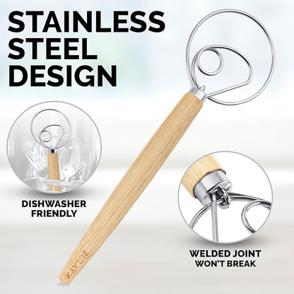 Zulay Kitchen 13-Inch Danish Dough Whisk