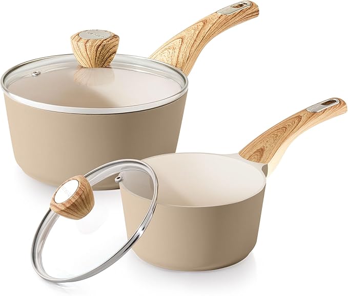 SENSARTE 1.5 & 2.5 Quart Ceramic Sauce Pan Sets