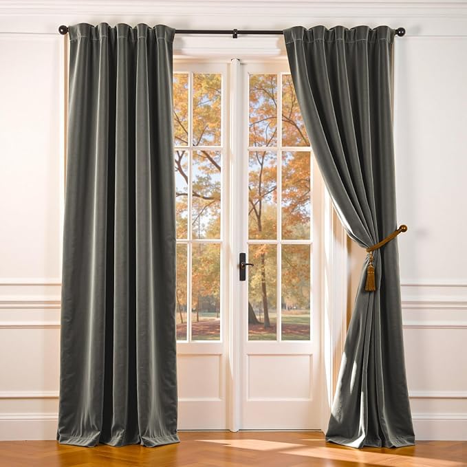 Lazzzy Velvet Blackout Curtains Thermal Insulated Room Window Drapes Super Soft
