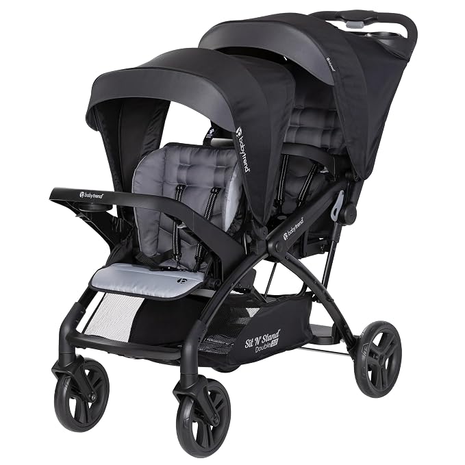 Baby Trend Double Stroller with 2 EZ-Lift Plus Infant Car Seats, Sit N' Stand, Stormy - Portable and Lightweight Stroller Duo and Car Seat Travel System Tandem