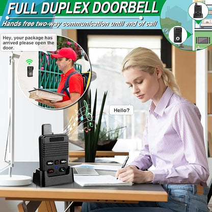 Wireless Door Bell, Full Duplex Long Range Wireless Doorbell, Waterproof 2 Way