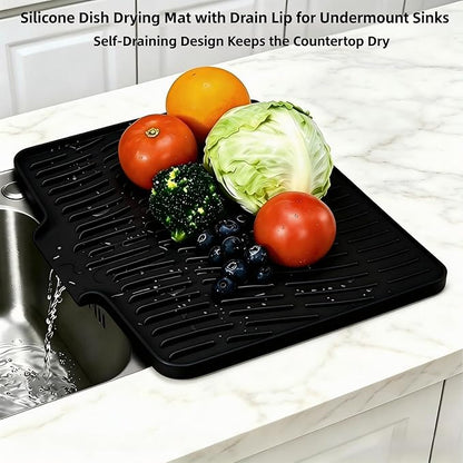 Silicone Dish Drying Mat for Kitchen Counter Sink, Non-Slip dish drying Pad
