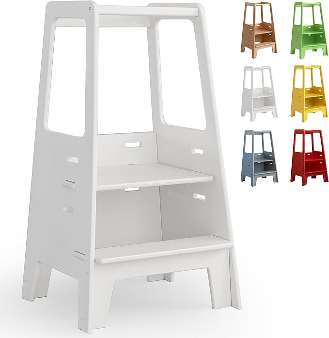 AVDAR Toddler Standing Tower Wooden Toddler Stool for Kitchen Adjustable, Winner 2023 of Contemporary Good Design, Montessori Kitchen Tools