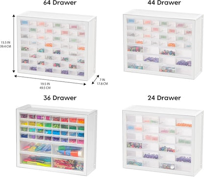 IRIS USA Plastic Storage Drawers, Made in USA, 24-Drawer Small Parts Organizer