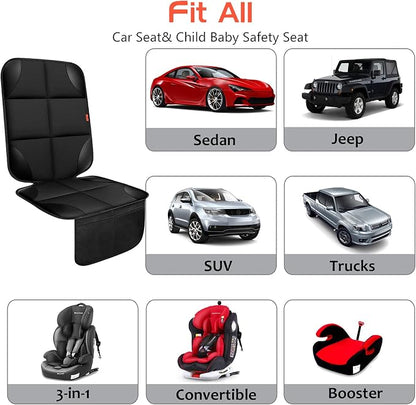 XHYANG Car Seat Protector 1 Pack Car Seat Cushion Mat Thickest Padding,Waterproof 600D Fabric Car Seat Covers for Non-Slip Backing Mesh Pockets for Baby and Pet (Beige, 1 Pc)
