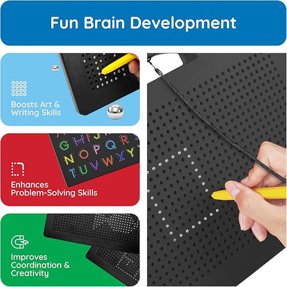 PicassoTiles 2PK 4-in-1 Magnetic Drawing Board 12x10 inch Large Magnet Tablet Pad with 4 Facings Lowercase & Uppercase Alphabets, Numbers, & Freestyle STEM Learning Writing Reading Playboard PTB06