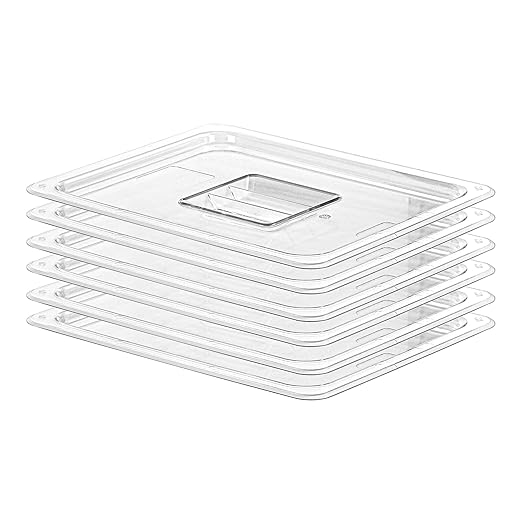 6 PCS Lids Universal 1/2 Size Polycarbonate Clear Food Pan Lids with Handle Dishwasher Safety Food Storage Container Cover for Party Food Prep Table Hotel BPA Free