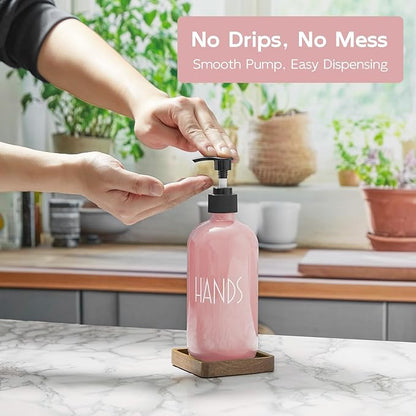 Pink Glass Hand Soap Dispenser