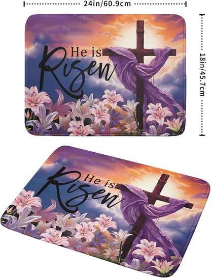 Easter Cross He is Risen Dish Drying Mats 18x24 Inch Spring Drying Mat