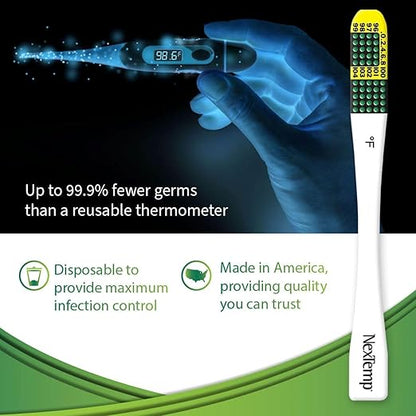 Ultra Single-Use Thermometers - Individually Wrapped Disposable First Aid Supplies with High-Accuracy Readings, for Work, Home, and Travel, Fahrenheit, 12-Pack, by Medical Indicators Inc.